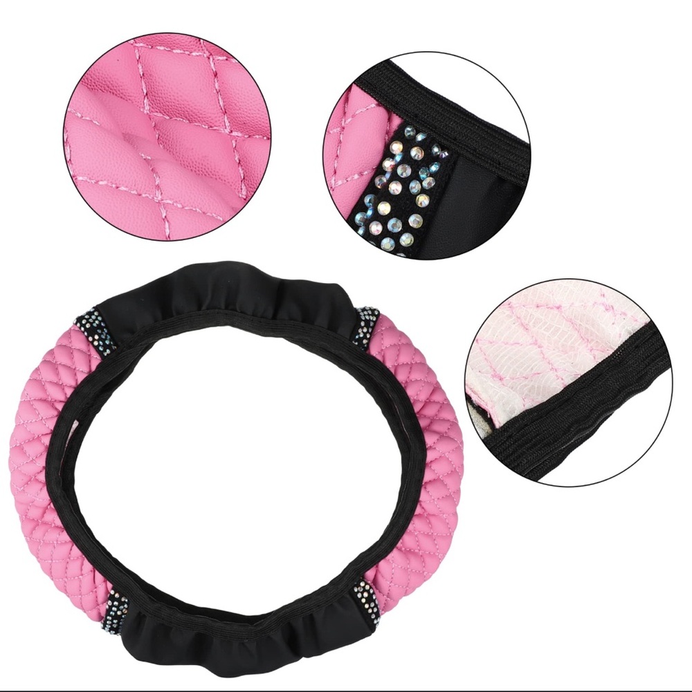 Bling car steering wheel cover (pink)